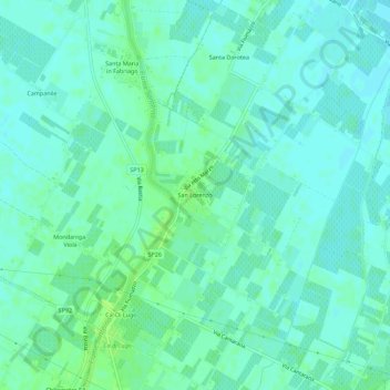 Mappa topografica San Lorenzo, altitudine, rilievo