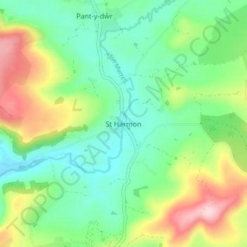 Mappa topografica St Harmon, altitudine, rilievo