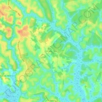 Mappa topografica Córrego Sete, altitudine, rilievo