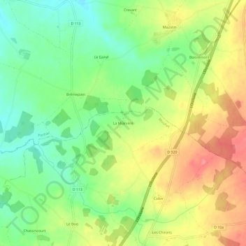 Mappa topografica La Mulnière, altitudine, rilievo