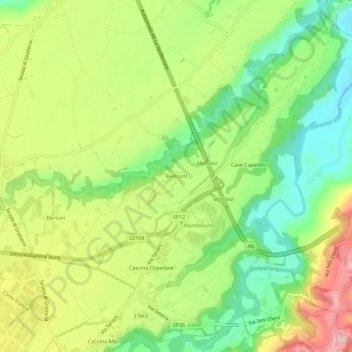 Mappa topografica Bertrutti, altitudine, rilievo