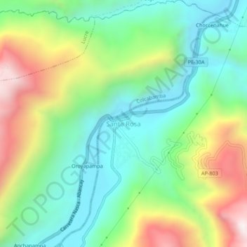 Mappa topografica Santa Rosa, altitudine, rilievo