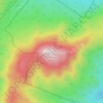 Mappa topografica Old Rag Mountain, altitudine, rilievo