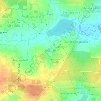 Mappa topografica Bylahalli, altitudine, rilievo