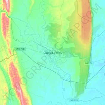Mappa topografica Ciudad Valles, altitudine, rilievo