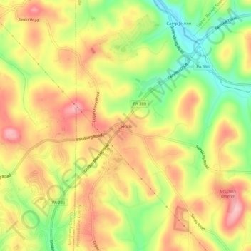 Mappa topografica Sardis, altitudine, rilievo