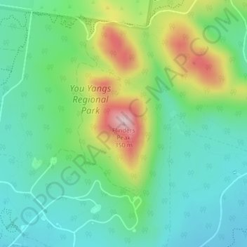 Mappa topografica Flinders Peak, altitudine, rilievo