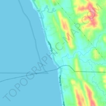 Mappa topografica Rabon, altitudine, rilievo