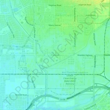 Mappa topografica Fruitvale, altitudine, rilievo