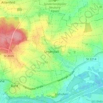 Mappa topografica Unterstall, altitudine, rilievo