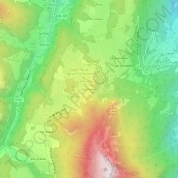 Mappa topografica Les Roches, altitudine, rilievo