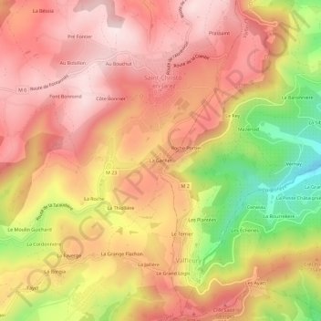 Mappa topografica La Gachet, altitudine, rilievo