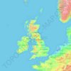 Mappa topografica United Kingdom, altitudine, rilievo