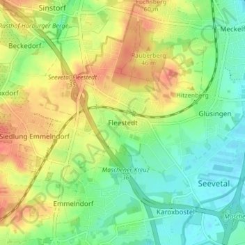 Mappa topografica Fleestedt, altitudine, rilievo