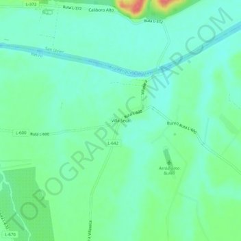 Mappa topografica Villa Seca, altitudine, rilievo