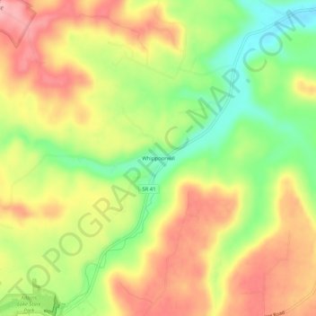 Mappa topografica Whippoorwill, altitudine, rilievo
