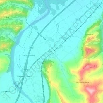 Mappa topografica Motta, altitudine, rilievo