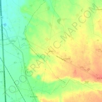 Mappa topografica Boretti, altitudine, rilievo