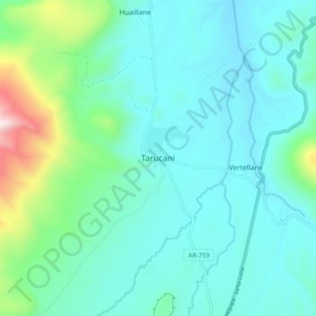 Mappa topografica Tarucani, altitudine, rilievo