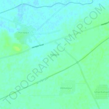 Mappa topografica Madan, altitudine, rilievo