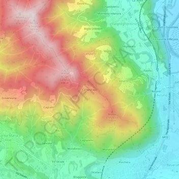 Mappa topografica Campsirago, altitudine, rilievo