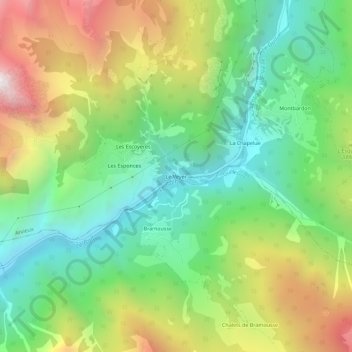 Mappa topografica Le Veyer, altitudine, rilievo