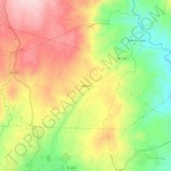 Mappa topografica Lagoas, altitudine, rilievo