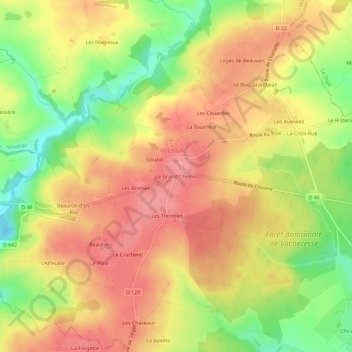 Mappa topografica Le Grand Chemin, altitudine, rilievo