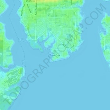 Mappa topografica Dana Point, altitudine, rilievo