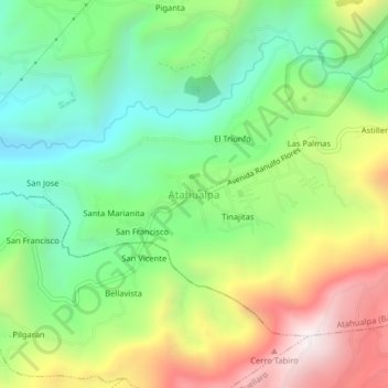 Mappa topografica Atahualpa, altitudine, rilievo