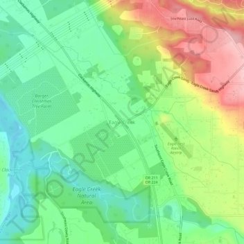 Mappa topografica Eagle Creek, altitudine, rilievo