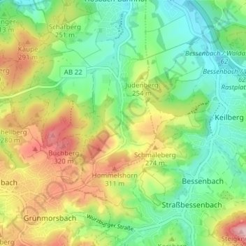 Mappa topografica Winzenhohl, altitudine, rilievo