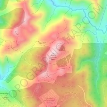 Mappa topografica Mount Mataba, altitudine, rilievo