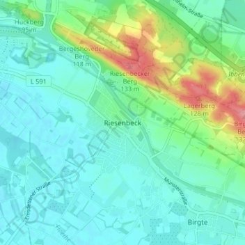 Mappa topografica Riesenbeck, altitudine, rilievo