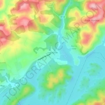 Mappa topografica Little Barren, altitudine, rilievo