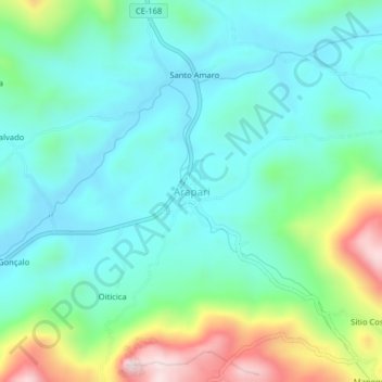 Mappa topografica Arapari, altitudine, rilievo