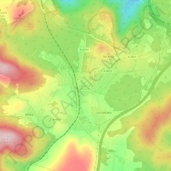 Mappa topografica Izarra, altitudine, rilievo