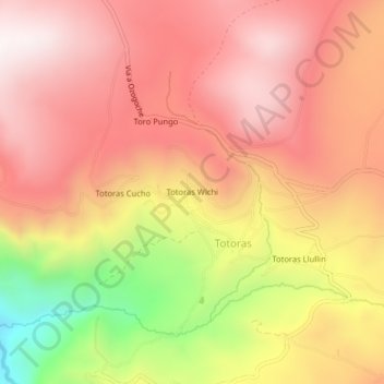 Mappa topografica Totoras Wichi, altitudine, rilievo