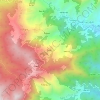 Mappa topografica Dudori, altitudine, rilievo