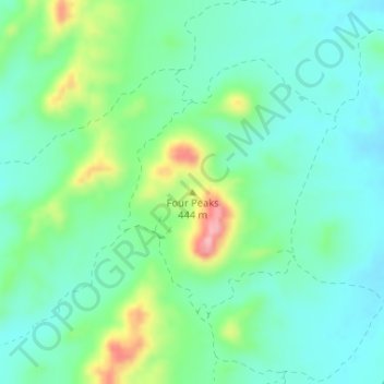 Mappa topografica Four Peaks, altitudine, rilievo
