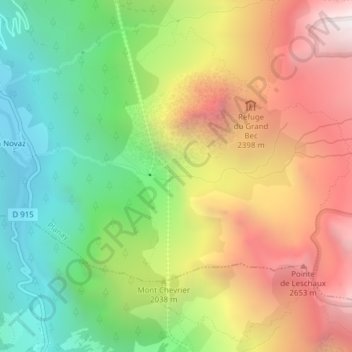 Mappa topografica Cascade de la Vuzelle, altitudine, rilievo