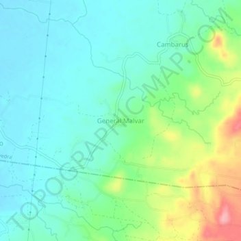 Mappa topografica General Malvar, altitudine, rilievo