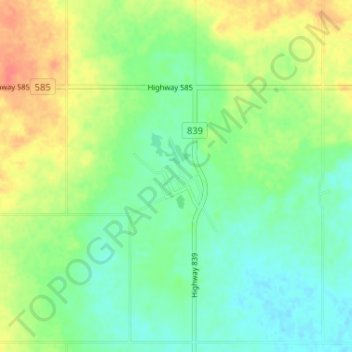 Mappa topografica Rumsey, altitudine, rilievo