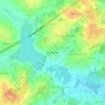 Mappa topografica Veeranahalli, altitudine, rilievo