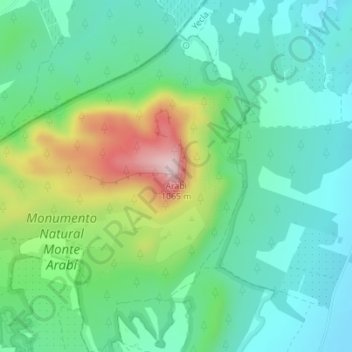Mappa topografica Arabi, altitudine, rilievo