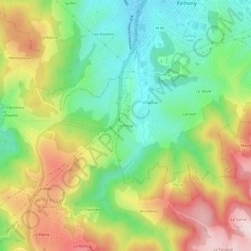 Mappa topografica Le Pinay, altitudine, rilievo