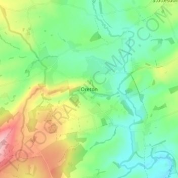 Mappa topografica Oreton, altitudine, rilievo