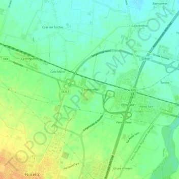 Mappa topografica Castelguelfo, altitudine, rilievo