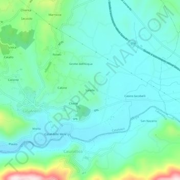 Mappa topografica Sorelle, altitudine, rilievo