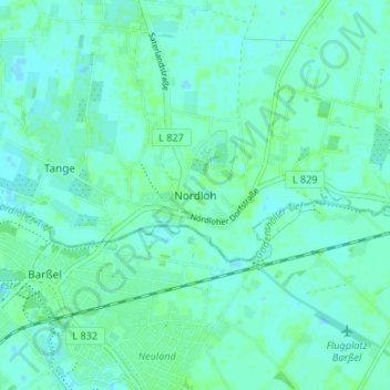 Mappa topografica Nordloh, altitudine, rilievo